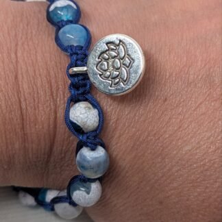 Bracciale Calcedonio blu e acciaio