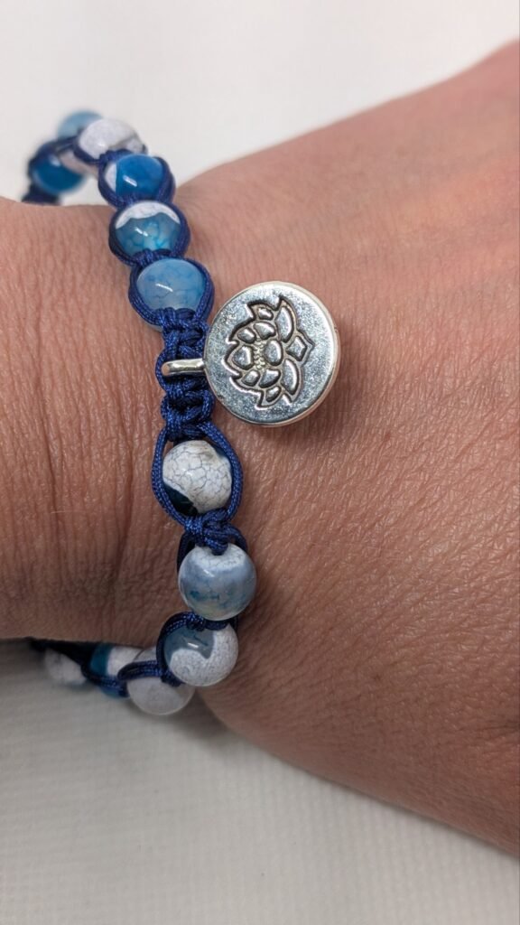 Bracciale Calcedonio blu e acciaio