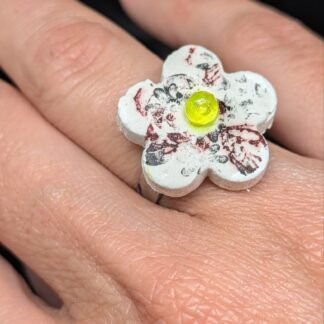 Anello regolabile ceramica, vetro austriaco e acciaio
